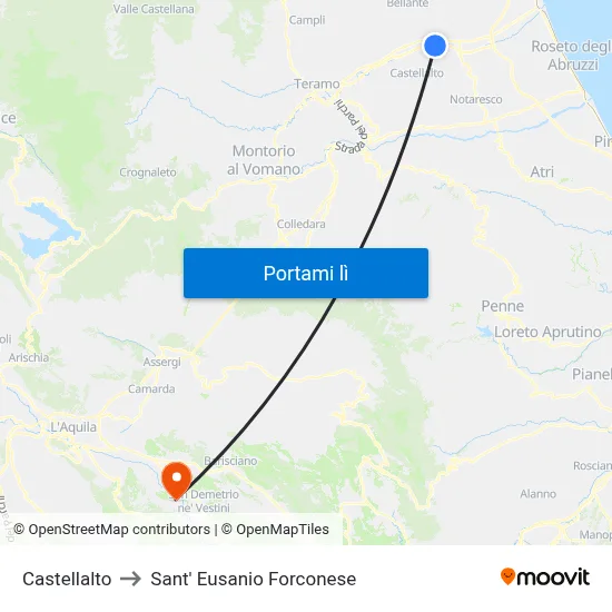 Castellalto to Sant' Eusanio Forconese map