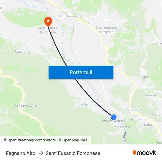 Fagnano Alto to Sant' Eusanio Forconese map