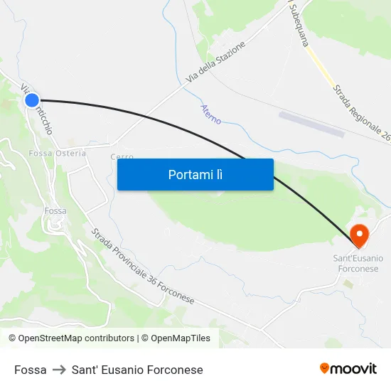 Fossa to Sant' Eusanio Forconese map