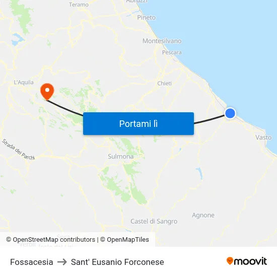 Fossacesia to Sant' Eusanio Forconese map