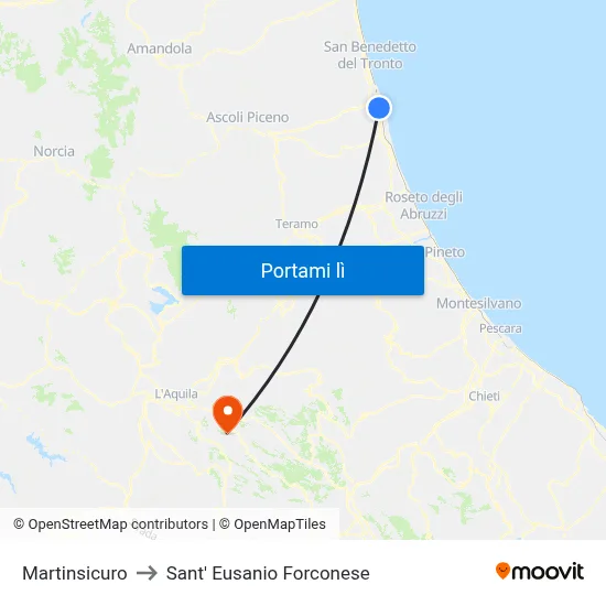 Martinsicuro to Sant' Eusanio Forconese map