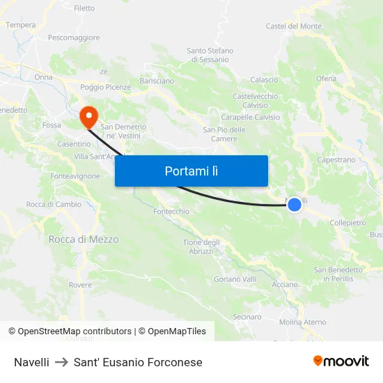 Navelli to Sant' Eusanio Forconese map