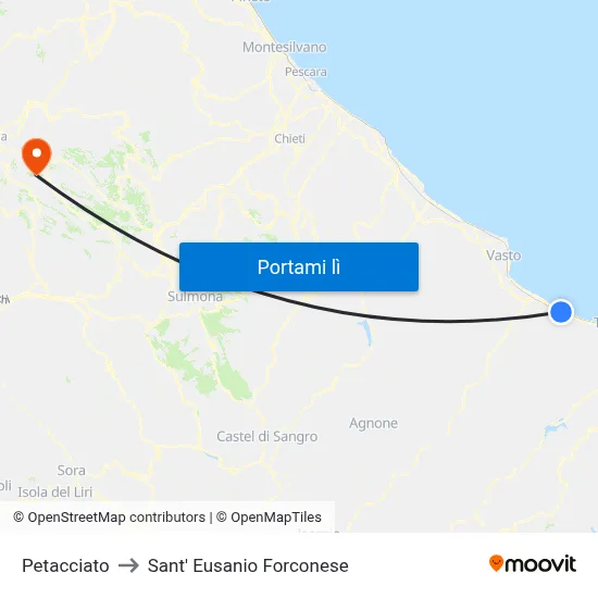 Petacciato to Sant' Eusanio Forconese map