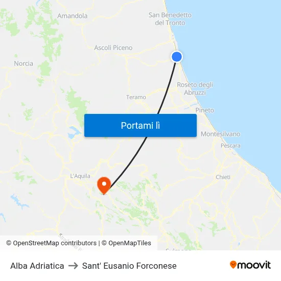 Alba Adriatica to Sant' Eusanio Forconese map