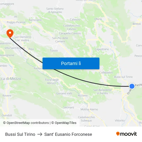 Bussi Sul Tirino to Sant' Eusanio Forconese map