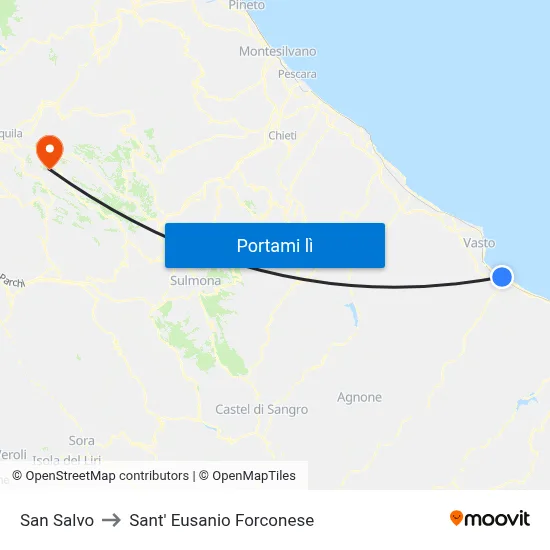 San Salvo to Sant' Eusanio Forconese map