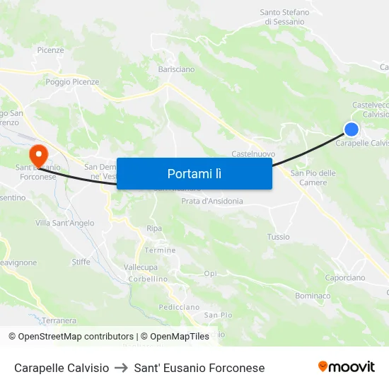 Carapelle Calvisio to Sant' Eusanio Forconese map