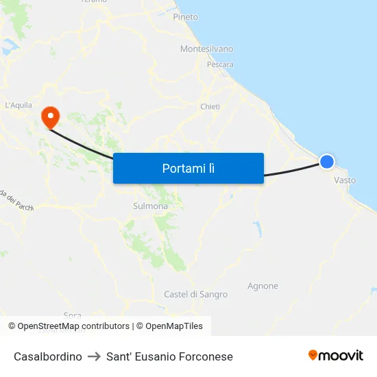 Casalbordino to Sant' Eusanio Forconese map