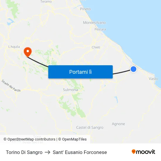 Torino Di Sangro to Sant' Eusanio Forconese map