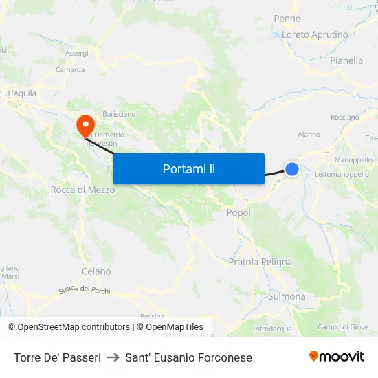 Torre De' Passeri to Sant' Eusanio Forconese map