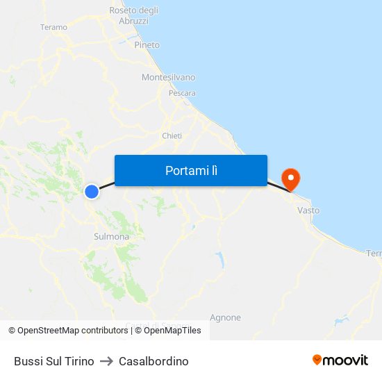 Bussi Sul Tirino to Casalbordino map