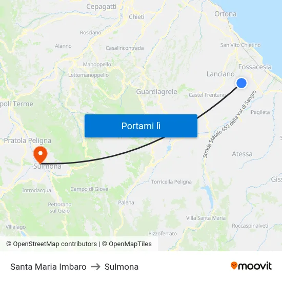 Santa Maria Imbaro to Sulmona map