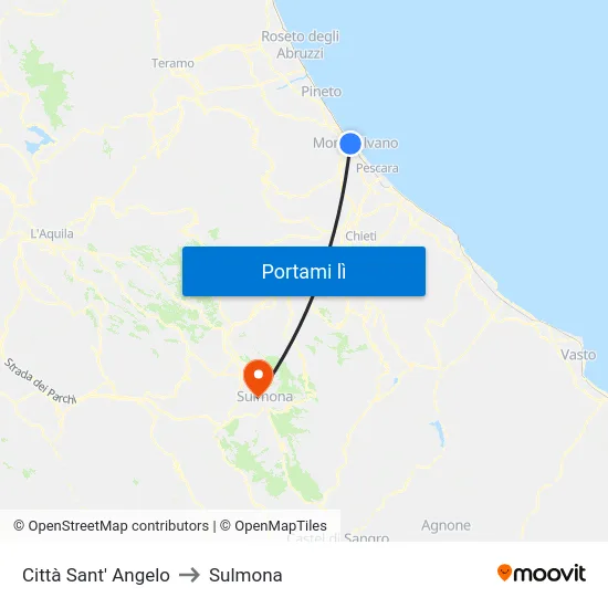 Città Sant' Angelo to Sulmona map