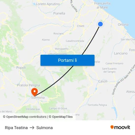 Ripa Teatina to Sulmona map