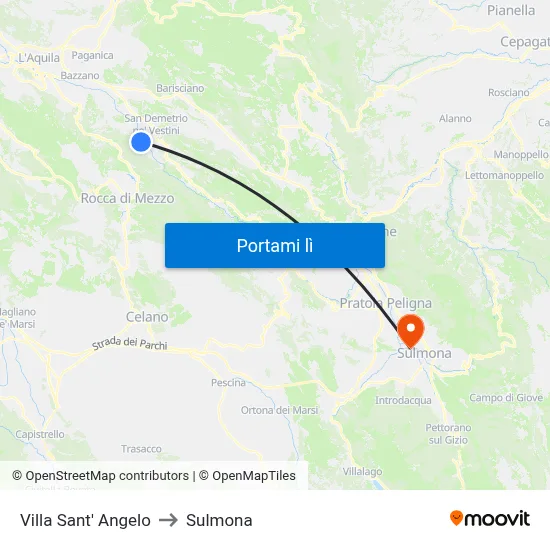 Villa Sant' Angelo to Sulmona map