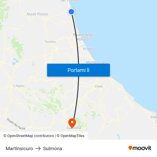 Martinsicuro to Sulmona map