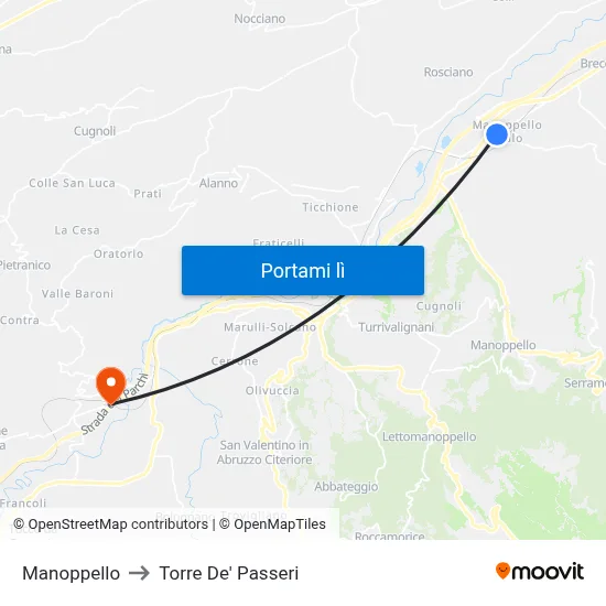Manoppello to Torre De' Passeri map