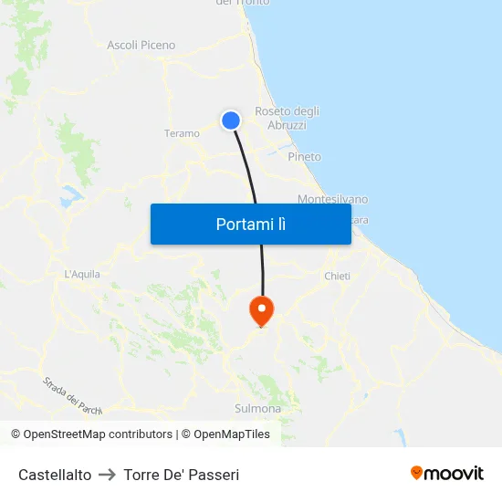 Castellalto to Torre De' Passeri map