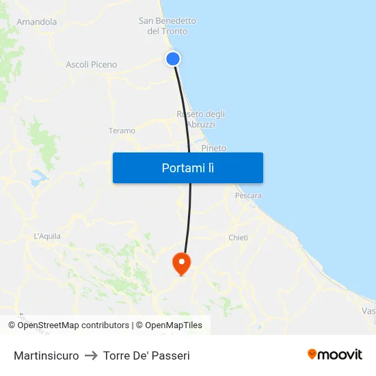 Martinsicuro to Torre De' Passeri map