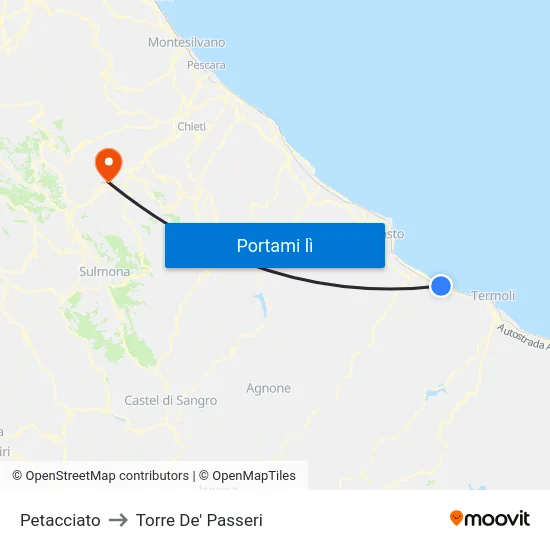 Petacciato to Torre De' Passeri map