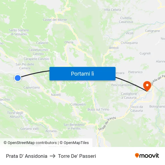 Prata D' Ansidonia to Torre De' Passeri map