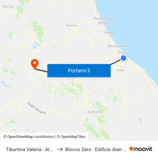Tiburtina Valeria - Albegna Ovest to Blocco Zero - Edificio Alan Turing map