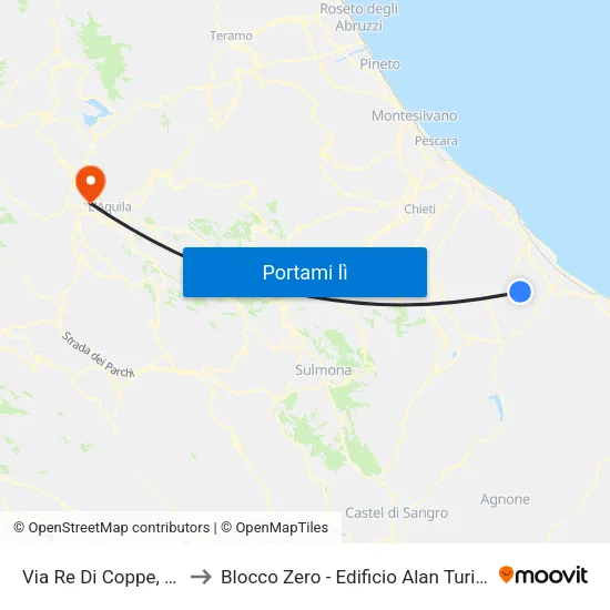 Via Re Di Coppe, 16 to Blocco Zero - Edificio Alan Turing map