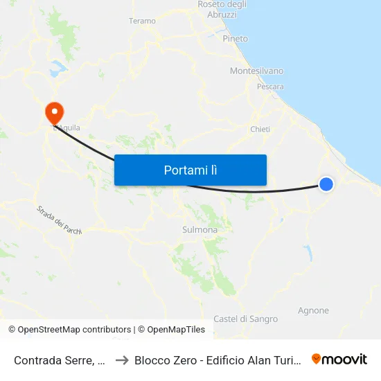 Contrada Serre, 1a to Blocco Zero - Edificio Alan Turing map