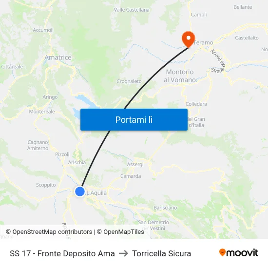 SS 17 - Fronte Deposito Ama to Torricella Sicura map