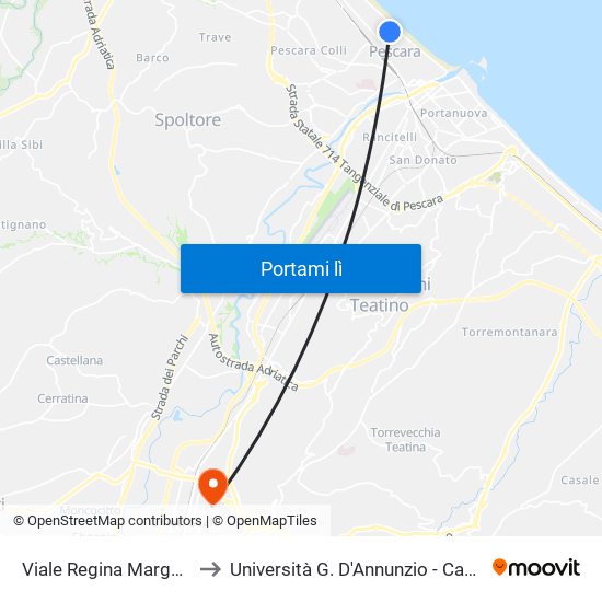 Viale Regina Margherita, 114 to Università G. D'Annunzio - Campus Di Chieti map