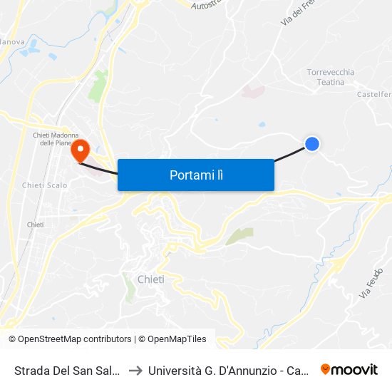 Strada Del San Salvatore, 96 to Università G. D'Annunzio - Campus Di Chieti map