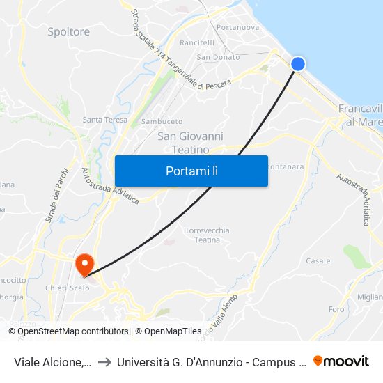 Viale Alcione, 265 to Università G. D'Annunzio - Campus Di Chieti map