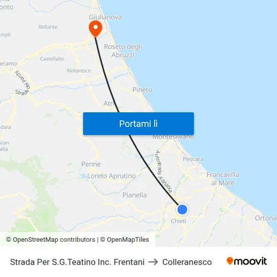 Strada Per S.G.Teatino Inc. Frentani to Colleranesco map