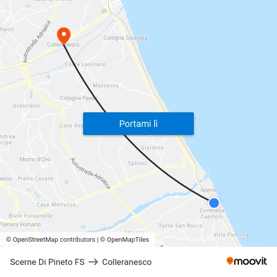 Scerne Di Pineto FS to Colleranesco map
