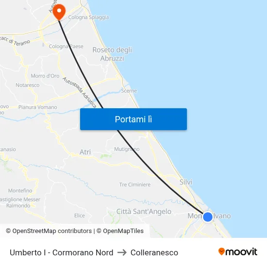 Umberto I - Cormorano Nord to Colleranesco map