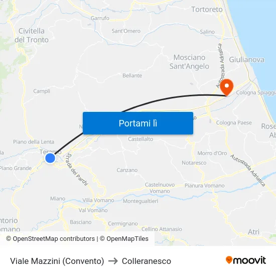 Viale Mazzini (Convento) to Colleranesco map