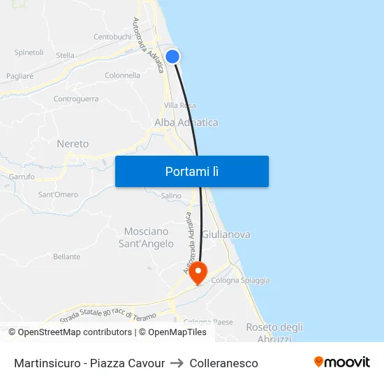 Martinsicuro - Piazza Cavour to Colleranesco map