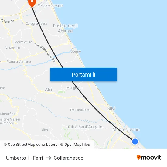 Umberto I - Ferri to Colleranesco map