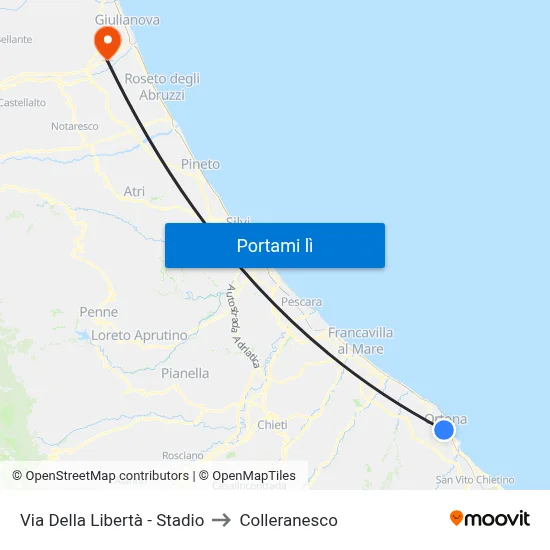 Via Della Libertà - Stadio to Colleranesco map