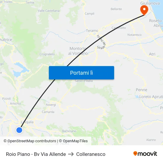 Roio Piano - Bv Via Allende to Colleranesco map