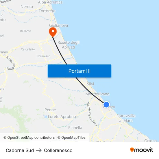 Cadorna Sud to Colleranesco map