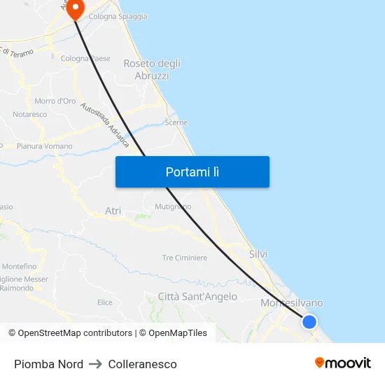 Piomba Nord to Colleranesco map