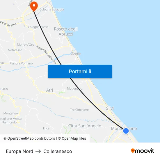 Europa Nord to Colleranesco map