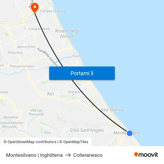 Montesilvano | Inghilterra to Colleranesco map