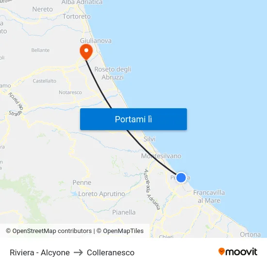 Riviera - Alcyone to Colleranesco map