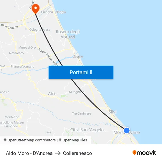 Aldo Moro - D'Andrea to Colleranesco map