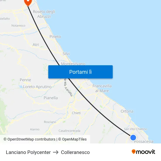 Lanciano Polycenter to Colleranesco map