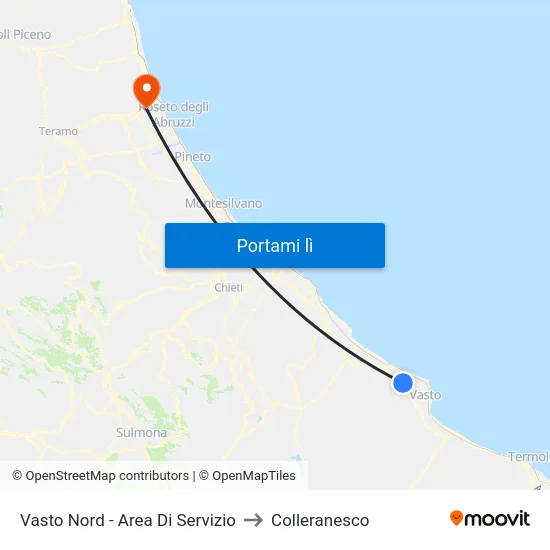 Vasto Nord - Area Di Servizio to Colleranesco map