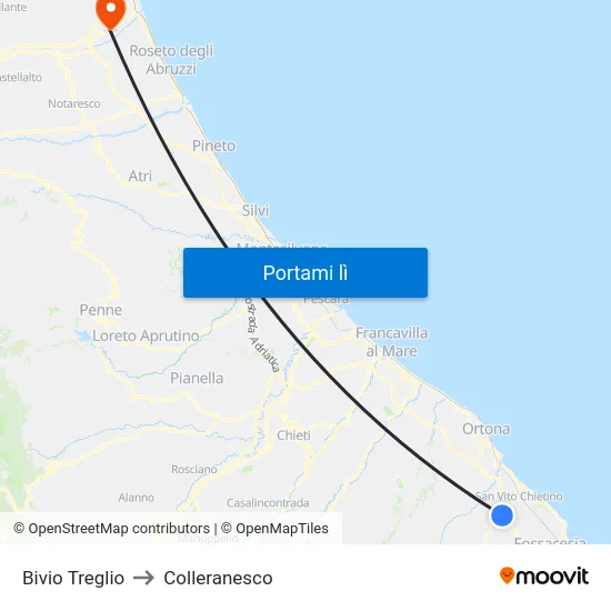 Bivio Treglio to Colleranesco map