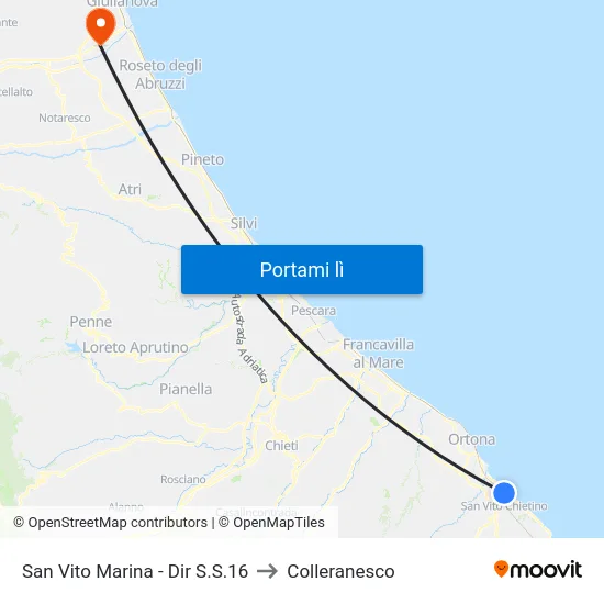 San Vito Marina - Dir S.S.16 to Colleranesco map